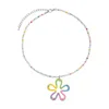 Perles de verre colorées fleur pendentif collier pour femmes filles bonbon sucré couleur à la main perlé géométrique clavicule collier cadeaux