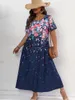 Plus size Dresses Retro Floral Print Fashion Dresses Summer Colorblock Plus Size Dress 230719