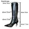 Buty Sexy Knee High Boots Buty zimowe marka super cienkie obcasy z nitem retro moda fajna dla kobiet letni sandał 230718