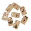 Decorazioni natalizie 100pcs Merry Kraft Paper Gift Wrapping Label Card Artigianato fai-da-te Hang Tag Ornamento appeso Decorazione per feste