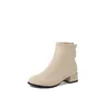 Botas Ranbetty Moderno Tornozelo Para Mulheres Saltos Altos Suede Bico Quadrado Atrás ZIP Feminina Sapatos Sólidos de Trabalho Casual