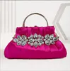 Evening Bags XIYUAN Women Gold/Purple/Blue Handbag Silk Rhinestones Evening Purses Lady Stones Female Fushia Handbags Chain Tote Bags 230719