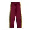 Men's Pants Embroidery Butterfly Logo AWGE Needles Sweatpants Men Women Black Red Stripe Track Trousers