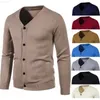 Men's Sweaters 2023 Autumn Winter V-neck Cardigan Men's Casual Slim Outwear Knit Sweater Jacket Korean Fashion Solid Colour Men's Clothing L230719