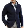 Pulls pour hommes chauds hommes pull manteau revers couleur unie manches longues poches simple boutonnage garder au chaud tricot décontracté épais hiver cardigan L230719