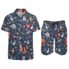 Męskie dresy noszą szopa plażowa bajka bajka leśna kreska koszulka letnia design szorty 2 -części