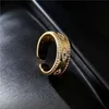 Anéis de banda NEWBUY 2023 Fashion Gold Color Cobre Wedding Jewelry AAA CZ Evil Eye Design Open Ring For Women Girl Engagement Gift J230719