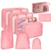 Sacs de rangement 9pcs pour voyager Zipper Tidy Tidy Cosmetics Sac à cordon étanche sous-vêtements Portable Portable Cube Cube Coussin de vêtements