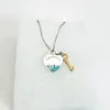 2024 Key Heart Necklace Female Stainless Steel Couple Big Blue Pendant Jewelry for Neck Gift for Girlfriend Accessories Wholesale Best quality