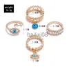 バンドリング4pcs/set gold color evil Eye rings for women vintage boho crystal nuckle ringセット女性パーティージュエリーギフトJ230719