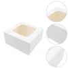 Emballage cadeau 5pcs boîtes à desserts paquet de gâteaux avec fenêtre pâtisserie (blanc)