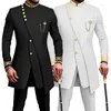 Herenkostuum 2-delig Casual Pak Lange mouw Jas Broek Sets Mannen Onregelmatige Geborduurde Etnische Dashiki Wedding Party