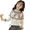 Pullover Girls Christmas Cartoon Fleece Lined Sweater Pullover Cute Casual Cotton Girls Winter Clothes Sweater for 6 7 8 9 10 12 14 Years HKD230719