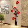 Wall Stickers Fashion DIY Home Decor 3D Vase Flower Tree Crystal Arcylic Wall Stickers Art Decal Z230719