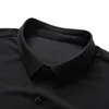 Chemises décontractées pour hommes grand 8XL été solide à manches courtes lâche élastique noir et blanc chemise en soie à séchage rapide 230718
