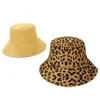 Breda randen hattar 2023 Två sido -leopard svart hink hatt för kvinnor män reversibel Panama Sun Summer Ladies Korean Beach Fisherman Hats1