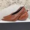 Sapatos sociais com design de salto balão monocromático bombas de bico fino feminino couro genuíno gladiador boca rasa sapatos individuais sapatos de festa de primavera 230718