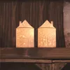 Candle Holders Small House Ceramic Holder Creative Atmosphere Restaurant Decoration Candelabro Ornaments Handicrafts Courtyard Decor A