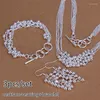 Collier boucles d'oreilles ensemble 3 pièces/ensemble Six lignes perle plaqué argent 925 Bracelet boucle d'oreille