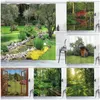 Shower Garden Shower Park Style View Pond Grass Stones and Trees Landscape Print Fabric Bathroom Decor Set with