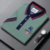 Herrpolos 2023 Summer Business Casual Short Sleeve Tshirt Thin Solid Color Embroidered Cotton Polo Shirt 230718