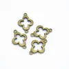 Bulk 500 pçs lote Clover Quatrefoil Conector Links Charms Prata Banhado a Bronze 21 15mm Escolha sua quantidade 221l