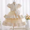 Abiti da ragazza Elegante abito in tulle con motivo jacquard per bambini e bambine Vestito da compleanno casual per feste da principessa 3 pezzi / set Vestito caldo da ragazza 230718