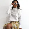 Kadın Sweaters Sonbahar Kış Yavurucu Sweater Külot Moda Hollow Out Fringe Örgü Örgü Bayanlar Örgü Jumper Beyaz