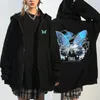 Sweats à capuche pour femmes Sweats Sweats Y2K Streetwear Zip Up Fashion Fashion Creative Butterfly Aesthetic Sweetshirt veste d'hiver Overnal Casual Overason 230718