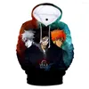 Herrtröjor Est Burn the Witch Hoodie 3d Men Women Sweatshirt Autumn Winter Harajuku Streetwear Anime Bleach Clothes