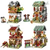 الكتل Mini Street View Building Building Chinese Bun Bun Shop Bustro Model Home Decoration Children's Toy Gift R230718