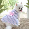 Платье для одежды для собак для маленькой девочки одежда для щенка женщина принцесса Туту Полосатая юбка летняя рубашка чихуахуа кот наряды домашних животных