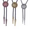 Bolo Ties Leathers Rope Punk Pendant Long Necklace Memal