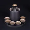 Wine Glasses Japanese Style Ceramic Sake Pot Cup Set Black Pottery Liquor Bottle Cups Tray 230719