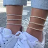 Anklets Austyn Iced Out 4MM Zircon Tennis Anklet Bracelet For Women Dazzling On The Leg Chain Sexy Decoration Foot Fashion