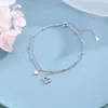 Enkelbanden 925 Sterling Zilver Dubbellaags Liefde Enkelbandje Voor Vrouwen Fijne Sieraden Accessoires Wedding Party Girl Gift