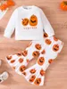 Ensembles de vêtements MALCIKLO bébés garçons Halloween tenues d'automne fantôme imprimé col rond à manches longues sweats pantalons de survêtement