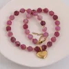 Pendant Necklaces Romantic Heart Necklace Natural Stone Beaded Handmade Jewelry Choker Accessories For Womens' Summer Holiday 2023