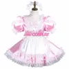 Sissy Maid Mini Dress Pink Satin Dress CD TV skräddarsydd307o
