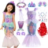 Girl's Dresses Little Mermaid Dress Charming Princess Role Play Sequins Sparkling Clothing Children Girls Fish Beauty Birthday Party Halloween Clothing 230718