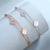 Fyra-löv Clover Armband Girls Summer White Fritillaria 18K Color Gold Double Layer Lovers Rose Gold Boudoir Jewelry Gift