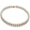 Charming natural 8-9mm white AKoya pearl necklace 18inch 14k gold clasp261i