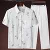 Hommes Survêtements D'été Chinois Coton Lin Deux Pièces Ensemble À Manches Courtes TshirtPants Casual 230718