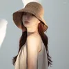 Breda randen hattar japansk litteratur och konst hink hatt ins mode fritid enkel semester utomhus skuggning solskydd stora kvinnor mössa