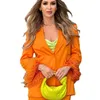 Orange Women Pants Suits Summer Street Power Evening Party Farty Byxor Set Wedding Wear Blazer 2 Pieces