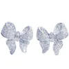 S925 Plata esterlina Love Bow Bowknot Designer Stud Pendientes Cristal brillante Lujo CZ Bling Diamond Stone Pendientes lindos Pendiente Ea338Q