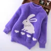 Pullover 2023 New Sweater For Girls Pullover Top Spring Autumn Warm Sweatshirt Easter Cute Rabbit Knitted Sweater Teen Kids Clothes 3-12Y HKD230719