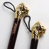 Shoe Parts Accessories Gold Color Lion Head Long Handle Horn Home Shoehorn Wooden Durable Lightweight Shoes Guide 58cm 230718