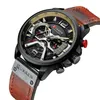 Wristwatches 2023 Mens Watches Top Leather Casual Quartz Watch Men's Sport Waterproof Clock