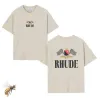 BUY designer shirts Summer Mens T-Shirts Womens rhudes Designers For Men tops Letter polos Embroidery tshirts Clothing Short Sleeved tshirt Large Tees